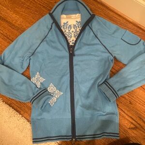 Athleta blue zip up sweater size M